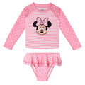 Minnie Mouse Girls' Swimwear 2-Piece Rash Guard and Bikini Set Pink Polka Dot