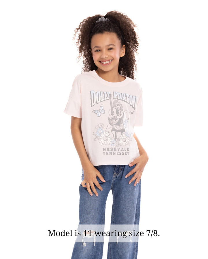 Dolly Parton Girls' Short Sleeve T-Shirt Soft Pink