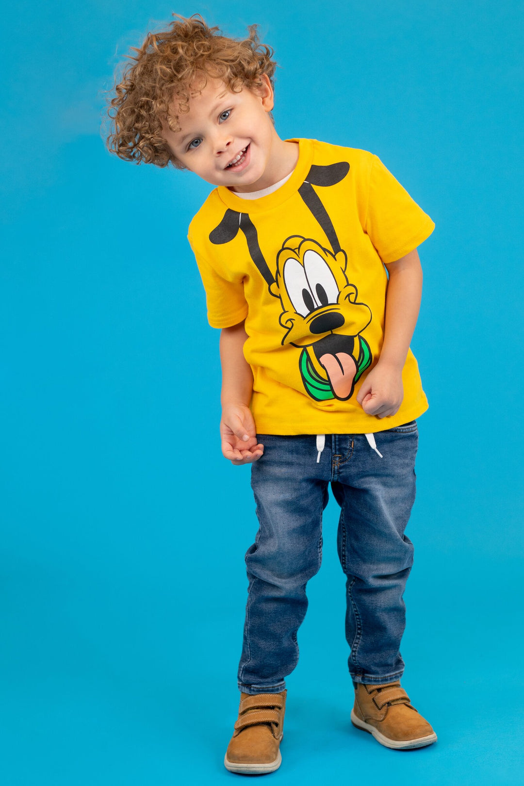 Disney Mickey Mouse Pluto Boys' Short Sleeve Graphic T-Shirt Sunny Yellow
