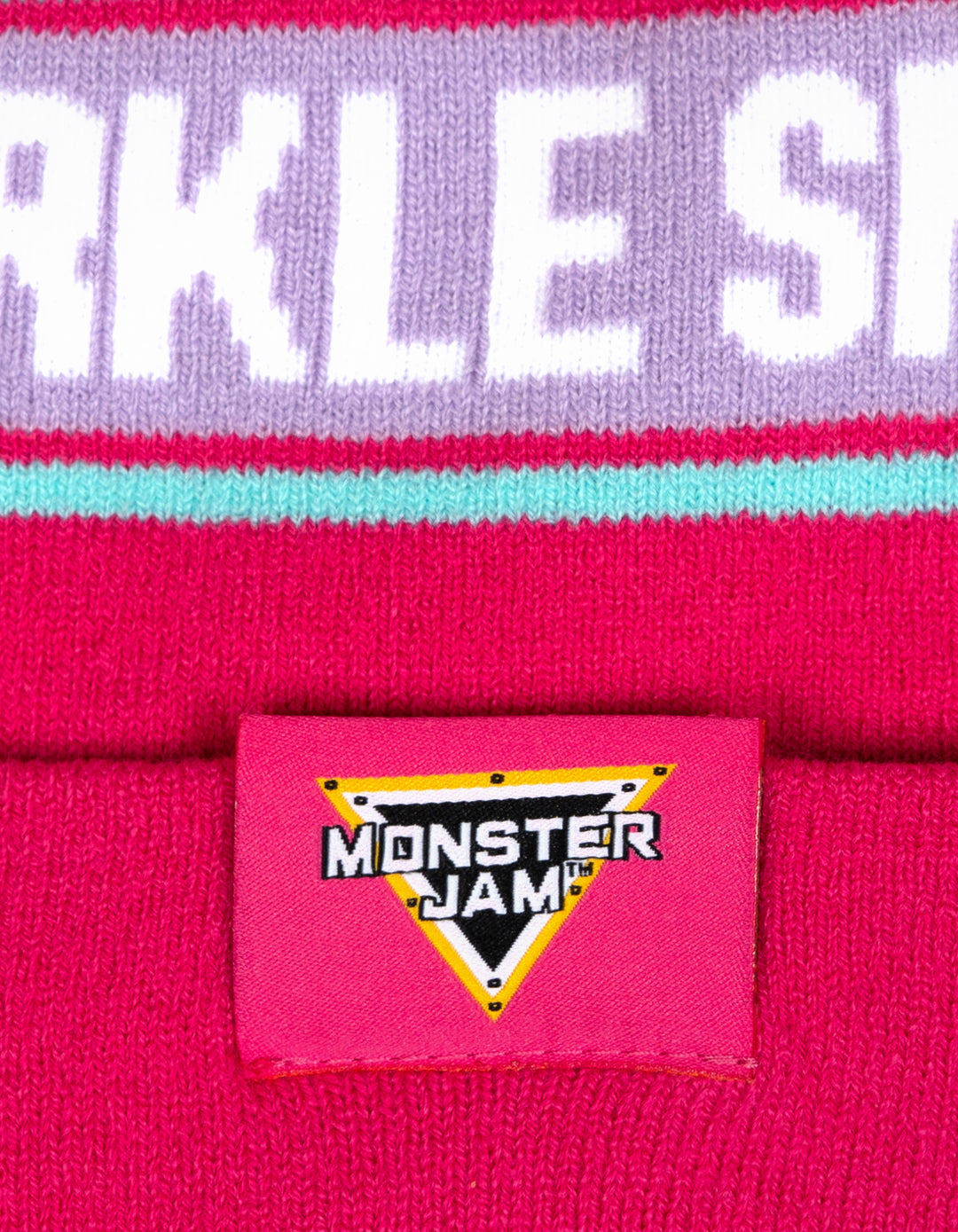 Monster Jam Sparkle Smash Girls' Knit Beanie Hat Pink