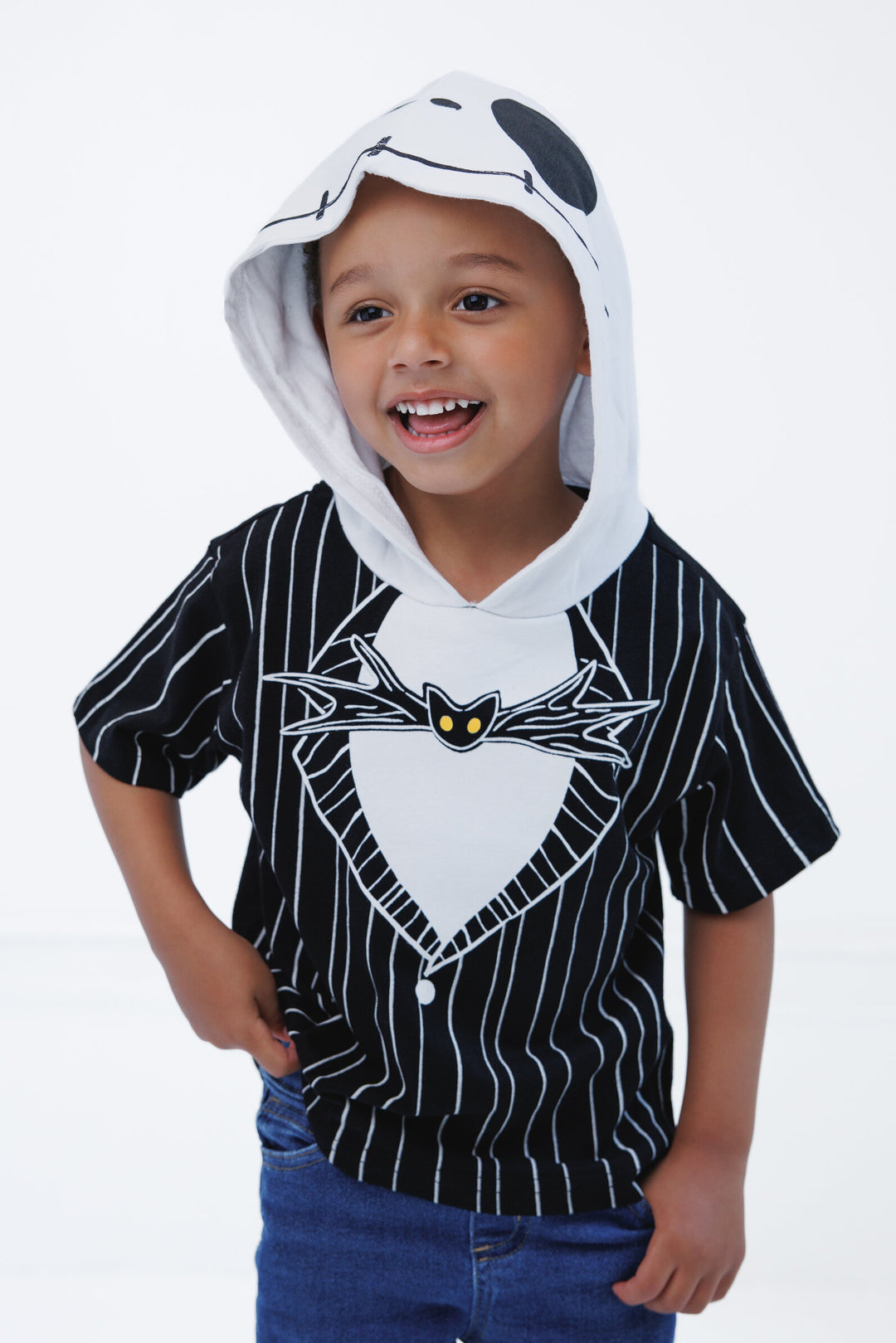 Nightmare Before Christmas Jack Skellington Boys' Cosplay Short Sleeve Hooded T-Shirt Suit