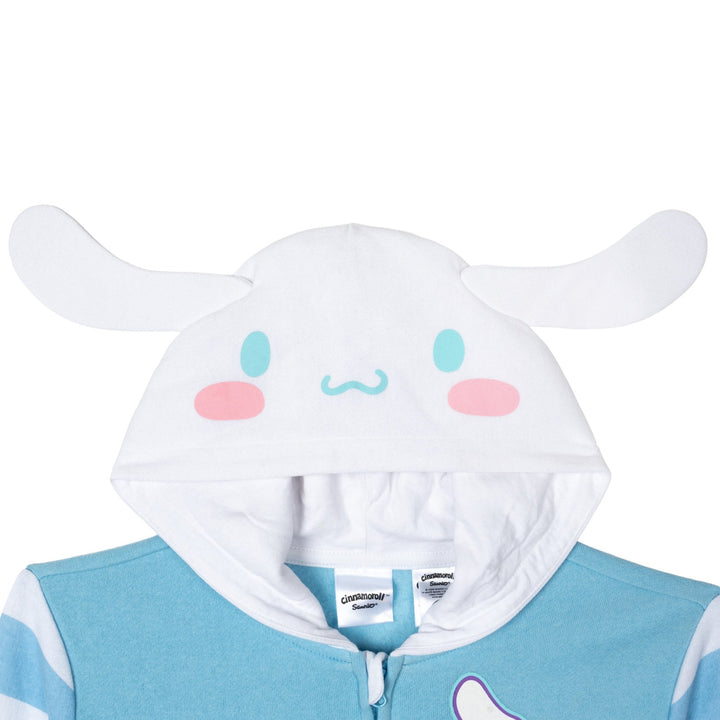 Hello Kitty Girls' Hooded Ears Fleece Zip-Up Hoodie Cinnamoroll Blue