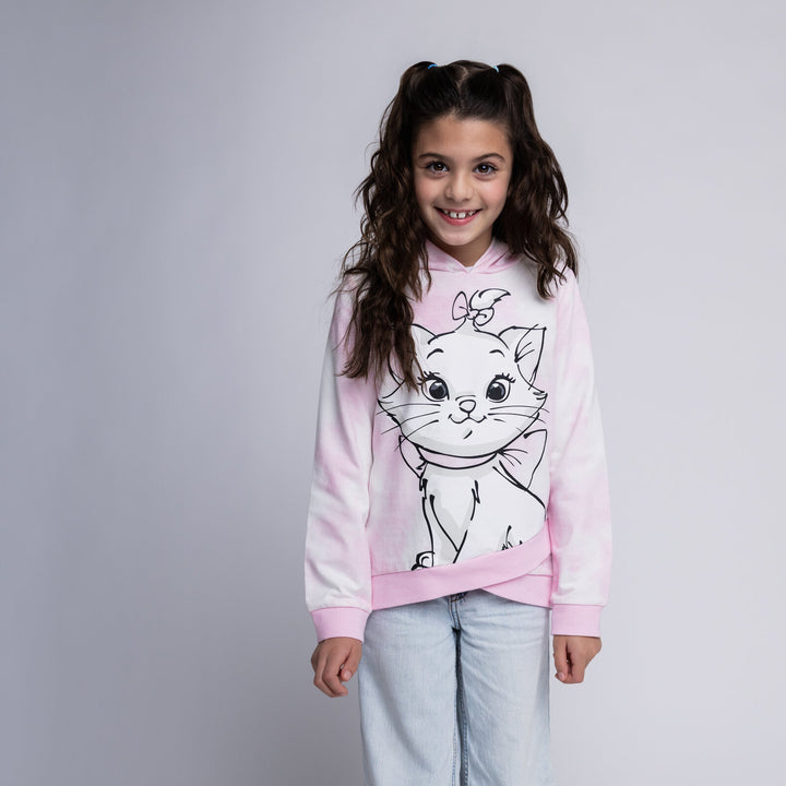Disney The Aristocats Marie Girls' Fleece Pullover Hoodie Pink Tie Dye