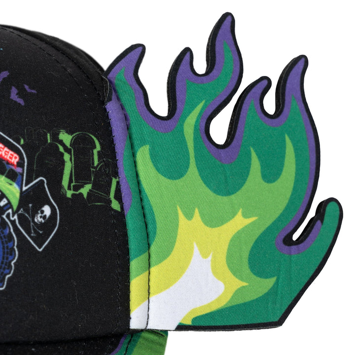 Monster Jam Boys' Cosplay Strapback Baseball Cap Grave Digger Green
