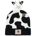John Deere Toddler Boys' Pom Pom Beanie Hat with Sound Chip Black White Cow