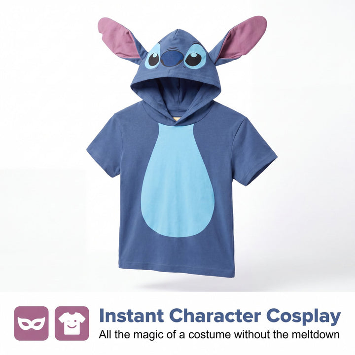 Lilo & Stitch Men's Cosplay Hooded T-Shirt Dark Blue