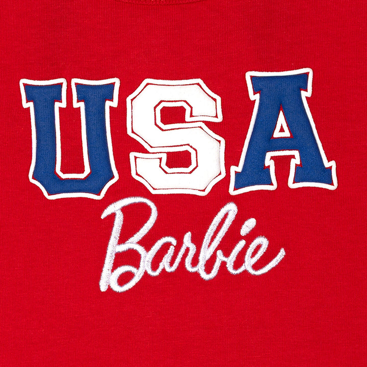 Barbie Girls' 2-Piece Sleeveless Tank Top and Shorts Set Red Navy Stripe