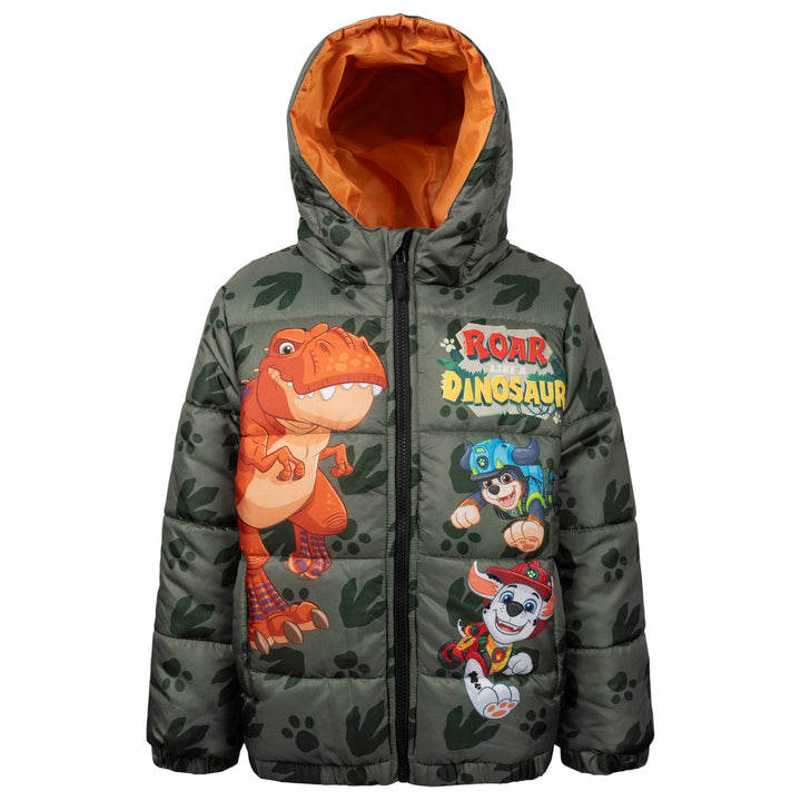Paw Patrol Boys' Hooded Puffer Coat Chase Marshall Olive