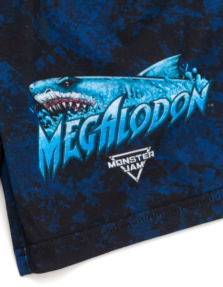 Monster Jam Megalodon Boys' 2-Piece Pajama Tee and Shorts Set Blue
