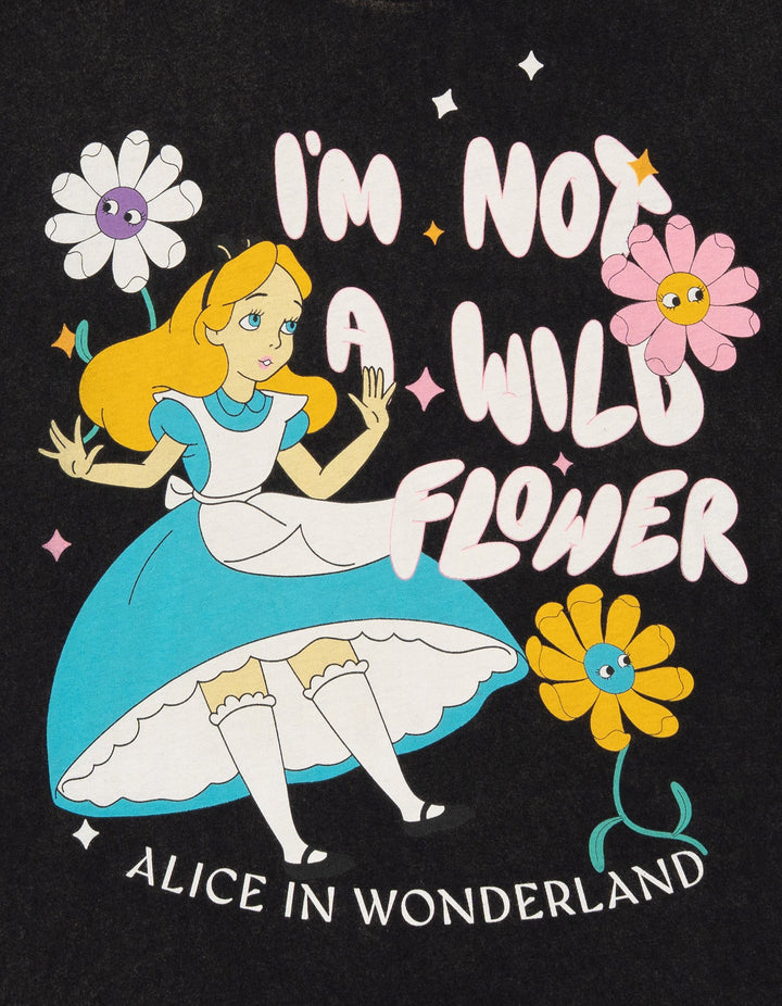 Disney Alice in Wonderland Boys' Short Sleeve T-Shirt Black Wash