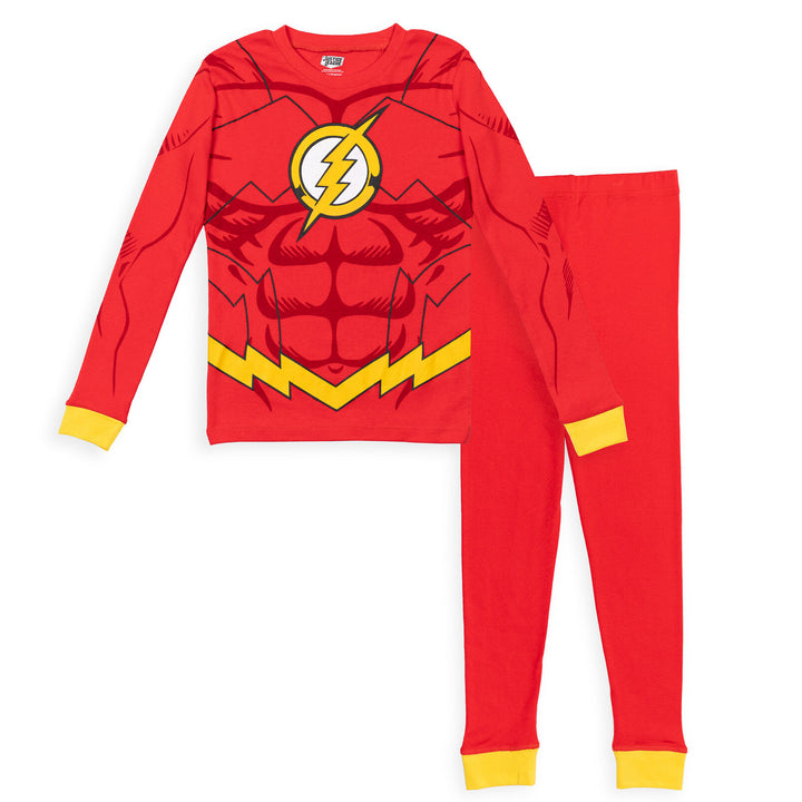 DC Comics Justice League Boys' 2-Piece Long Sleeve Pajama Set The Flash Red