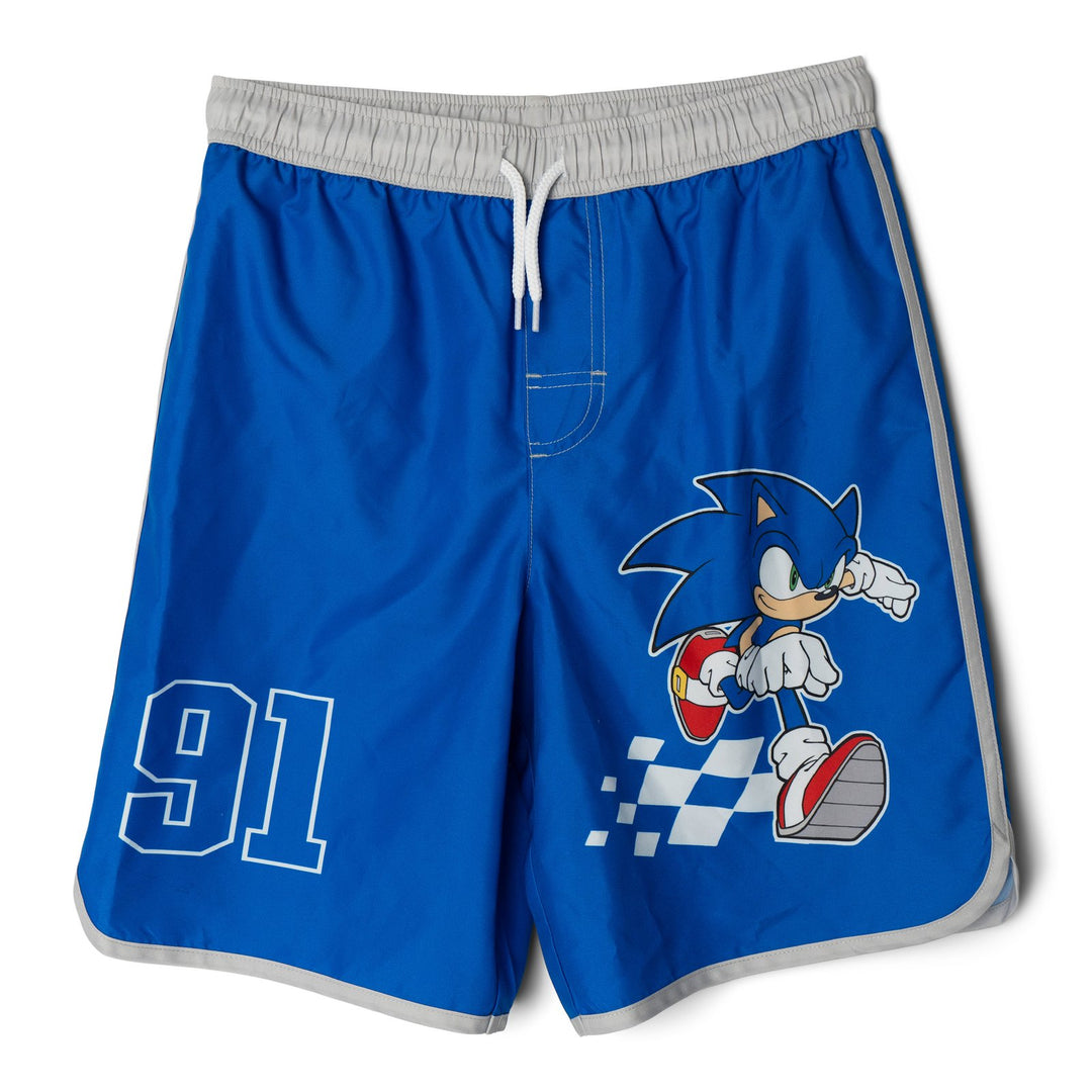 SEGA Sonic the Hedgehog 2-Piece Swimwear Rash Guard and Swim Trunks Set Blue