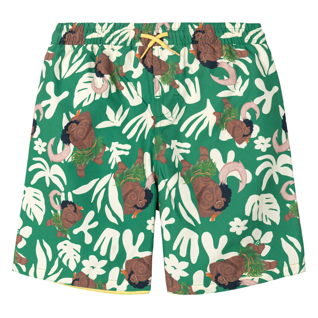 Moana Maui Boys' 2-Piece Rash Guard and Swim Trunks Set Green Cream