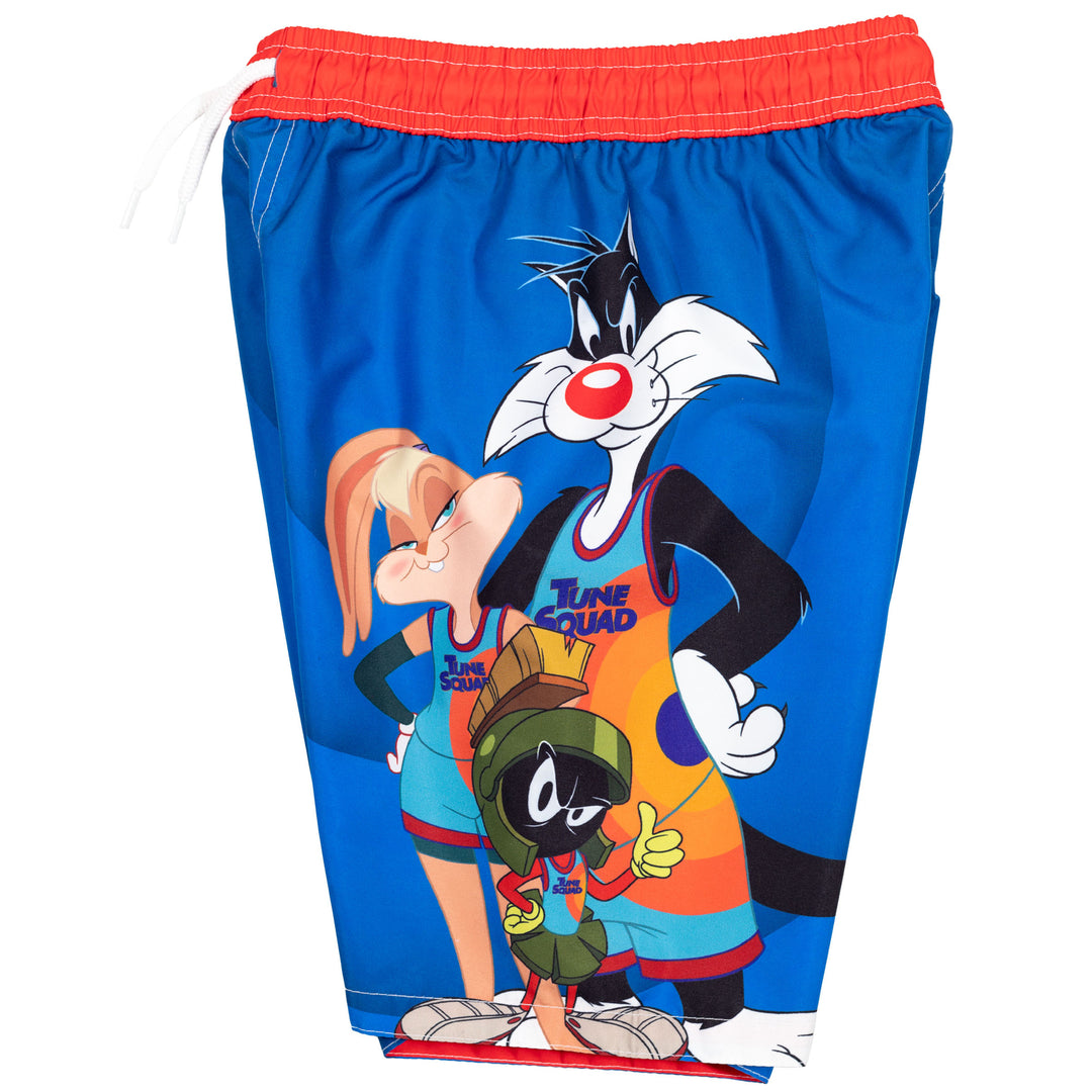 Looney Tunes Space Jam Boys' UPF 50+ Rash Guard and Swim Trunks Set Blue Red