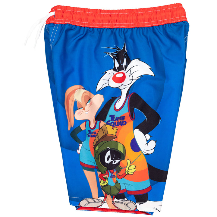 Looney Tunes Space Jam Boys' UPF 50+ Rash Guard and Swim Trunks Set Blue Red