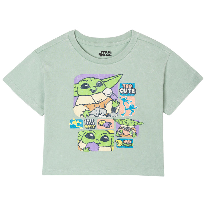 Star Wars The Mandalorian Grogu Girls' 2-Piece Mineral Wash T-Shirt and Skort Set Sage Green