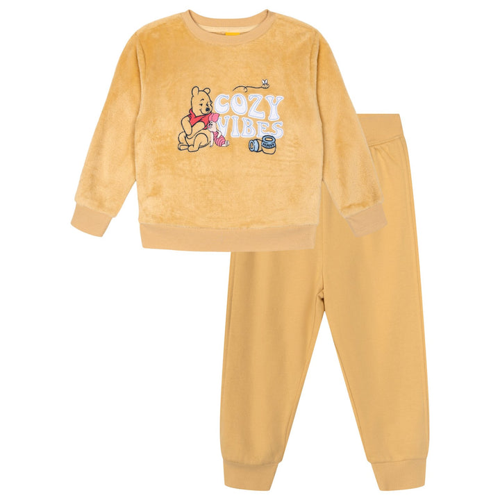 Disney Winnie the Pooh Boys' Fleece Sweatshirt and Plush Pants Set Camel Piglet