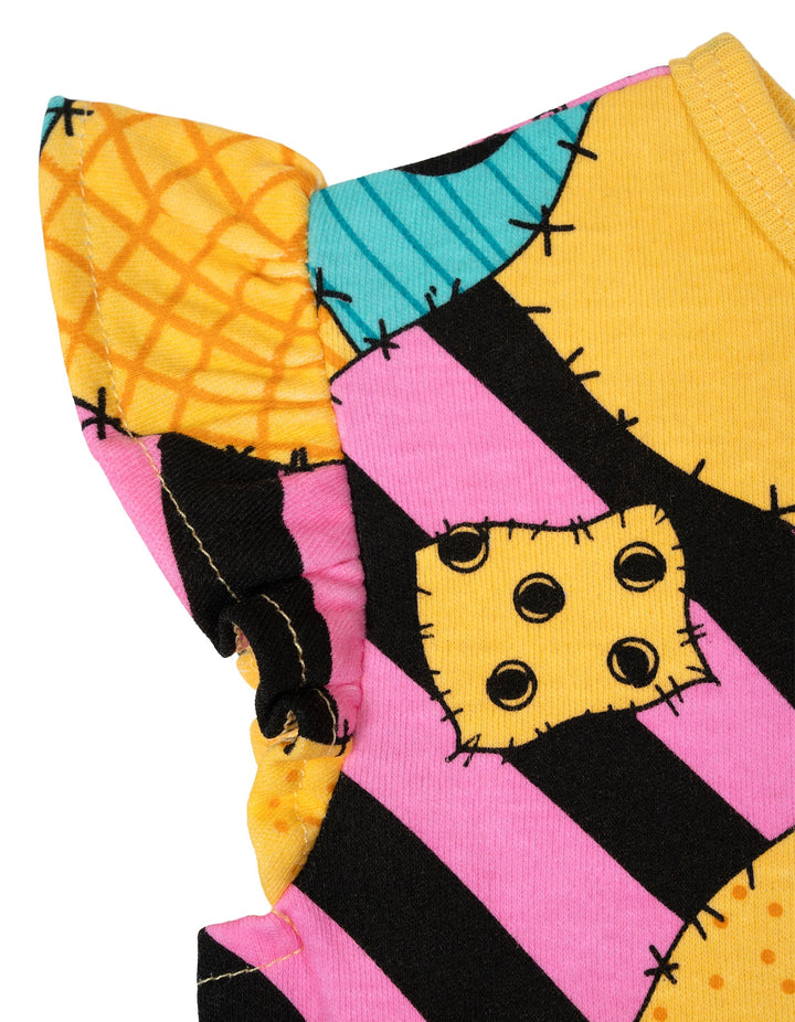 Nightmare Before Christmas Sally Cosplay Dress and Headband Set Red Patchwork