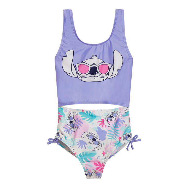 Lilo & Stitch Girls' One-Piece Swimsuit Purple Cream