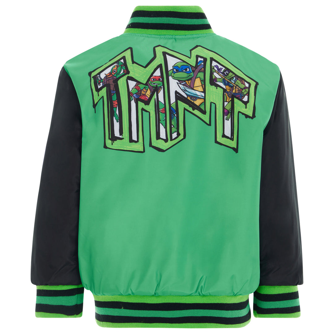 Teenage Mutant Ninja Turtles Boys' Varsity Bomber Jacket TMNT Green Black
