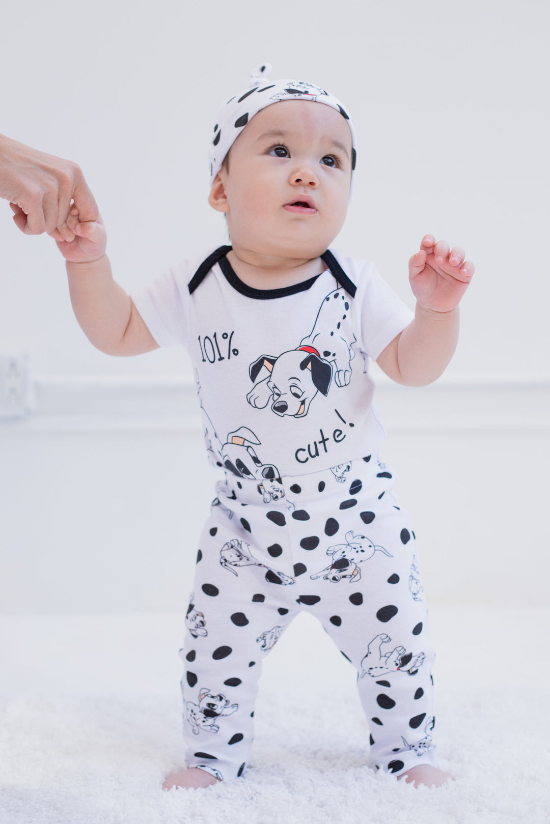 Disney 101 Dalmatians Patch Baby Bodysuit Pants and Hat Set White Dalmatian