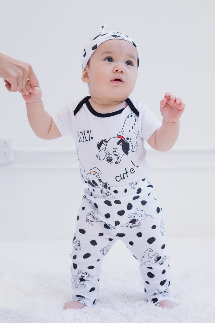 Disney 101 Dalmatians Patch Baby Bodysuit Pants and Hat Set White Dalmatian