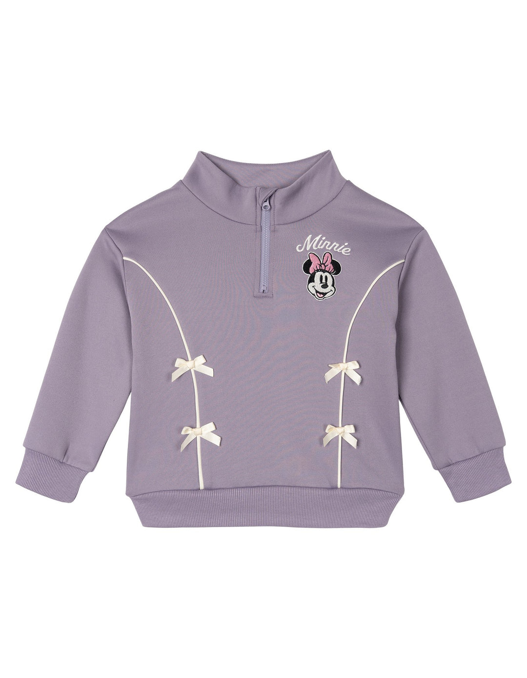 Minnie Mouse Girls' Quarter-Zip Sweatshirt and Wide-Leg Pants Set Dusk Purple