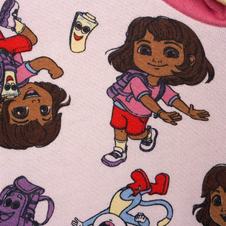 Dora the Explorer Girls' Fleece Hooded Quarter-Zip Sweatshirt Light Pink Boots