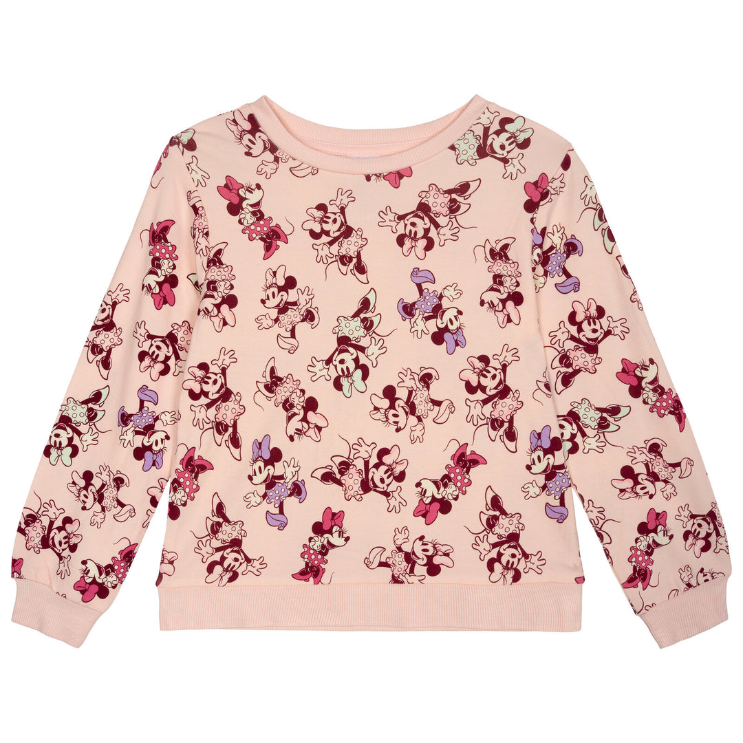 Minnie Mouse Girls' 2-Piece Sweatshirt and Joggers Set Pink