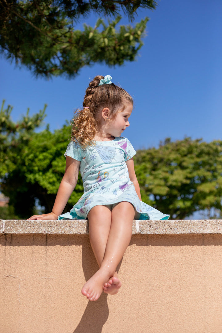 Vestido de manga corta de Frozen French Terry con Scrunchy