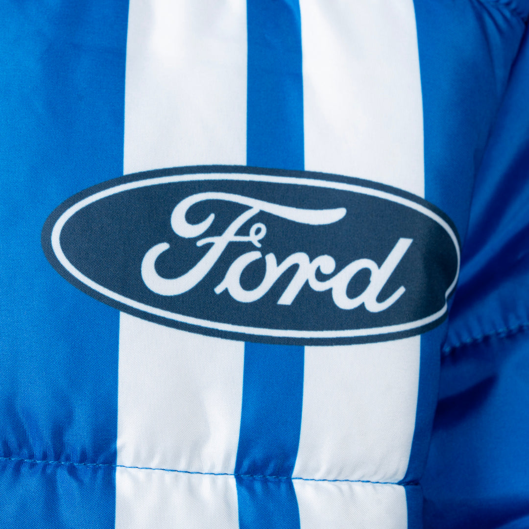 Ford Mustang Boys' Racing Hooded Puffer Jacket Royal Blue