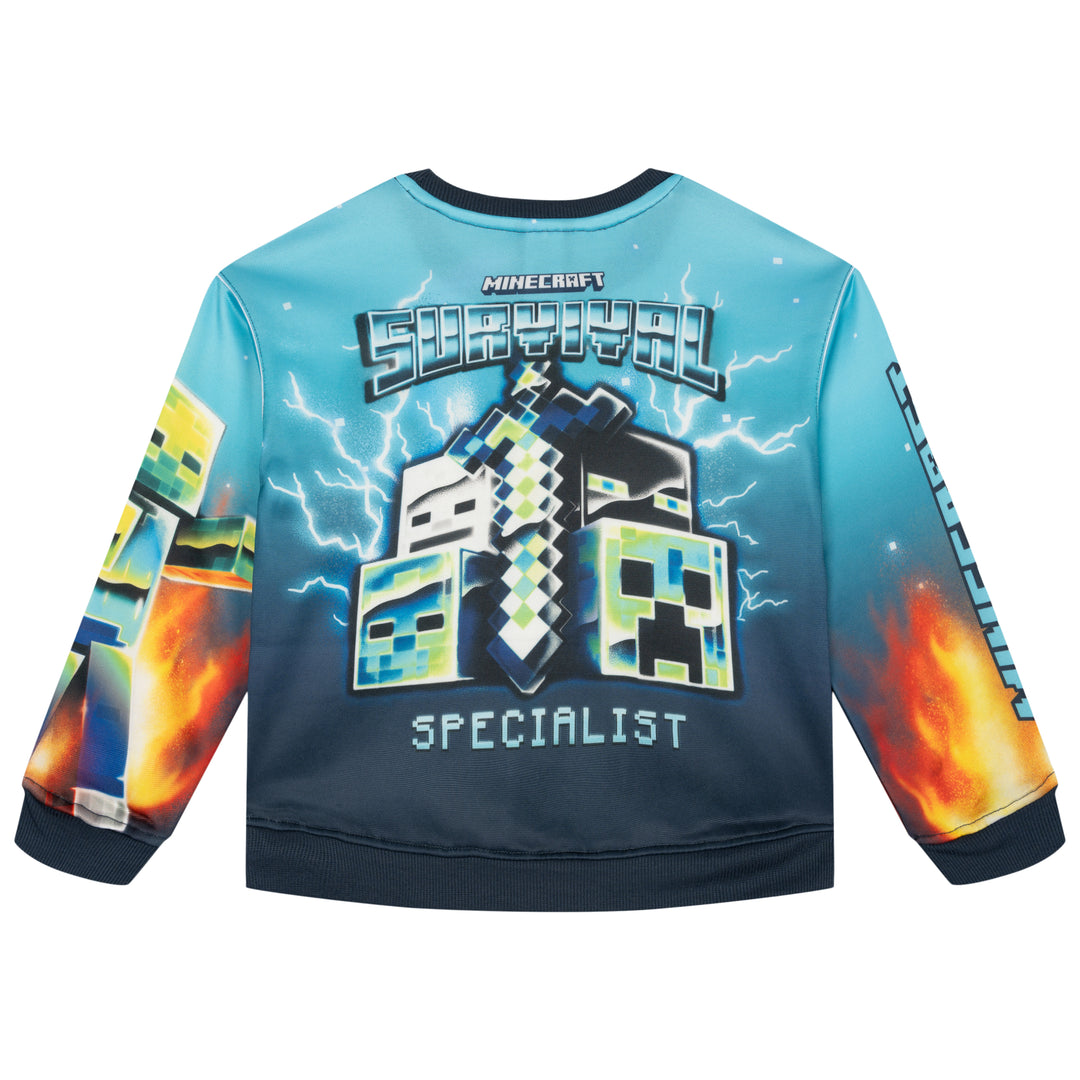 Minecraft Boys' Fleece 2-Piece Sweatshirt and Pants Set Dark Navy Creeper