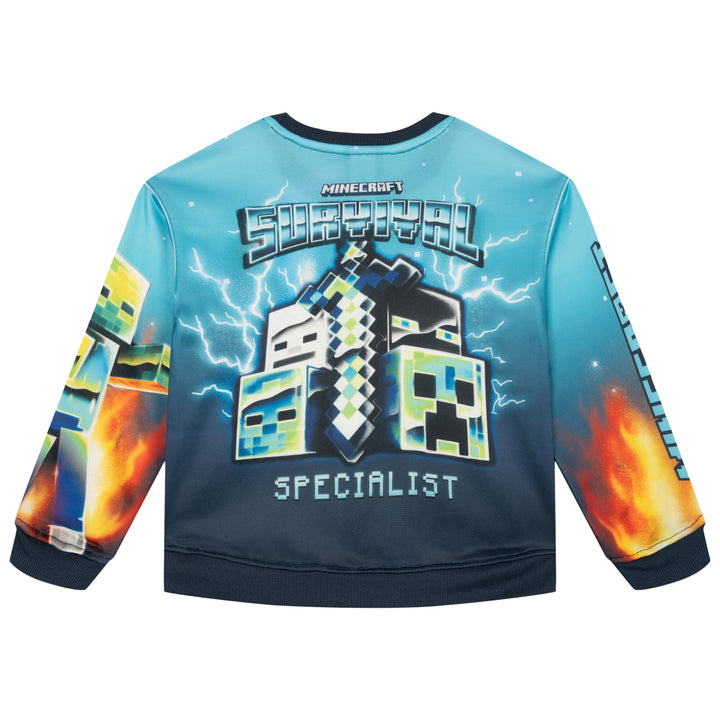 Minecraft Boys' Fleece 2-Piece Sweatshirt and Pants Set Dark Navy Creeper