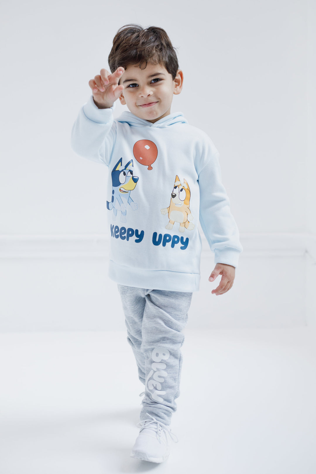 Bluey Boys' Fleece 2-Piece Hoodie and Pants Set Bingo Blue Grey
