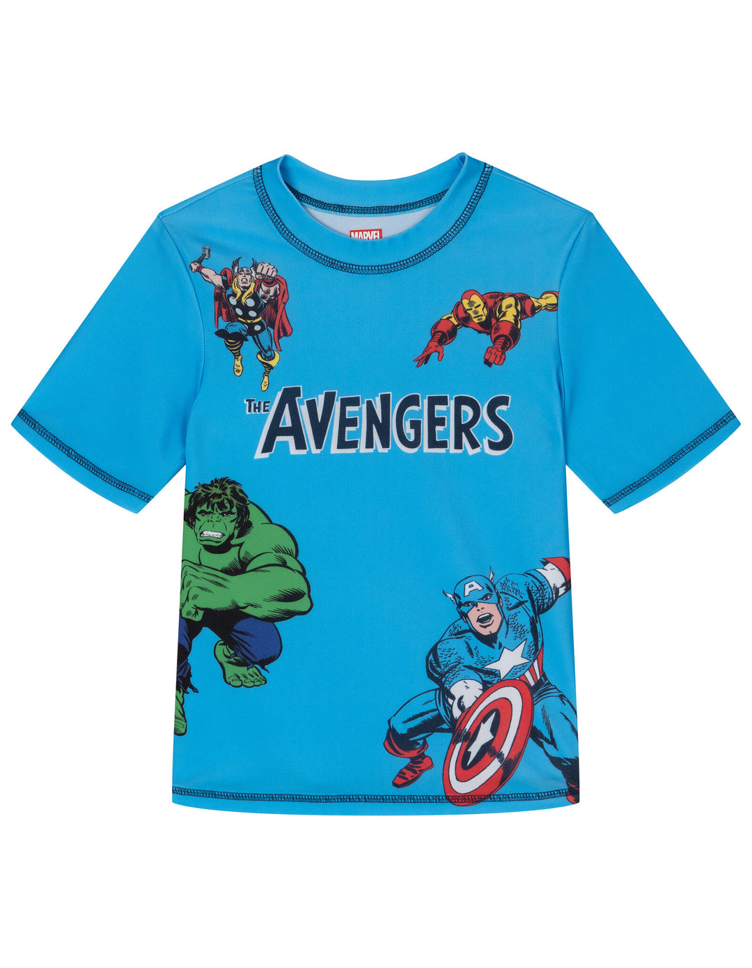 Marvel Avengers Boys' 2-Piece Rash Guard and Swim Trunks Set Navy Blue