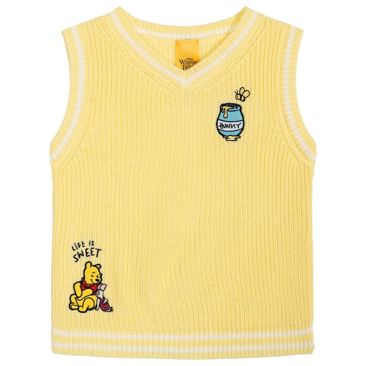 Disney Winnie the Pooh Boys' Varsity Sleeveless Sweater Vest Yellow Piglet
