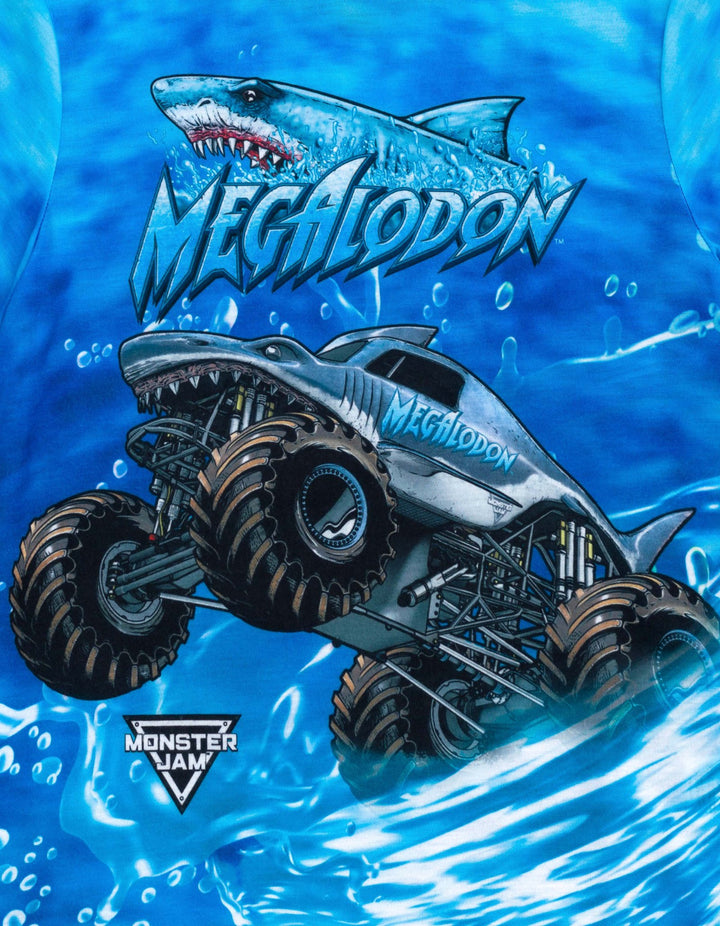 Monster Jam Megalodon Boys' 2-Piece Pajama Tee and Shorts Set Blue