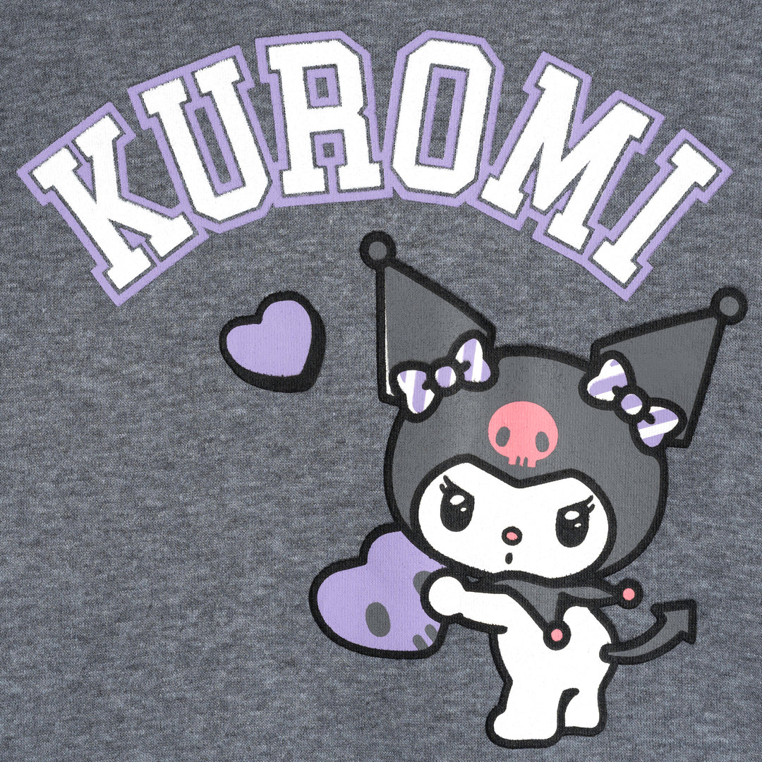 Hello Kitty Kuromi Girls' 2-Piece Sweatshirt and Joggers Set Heather Grey