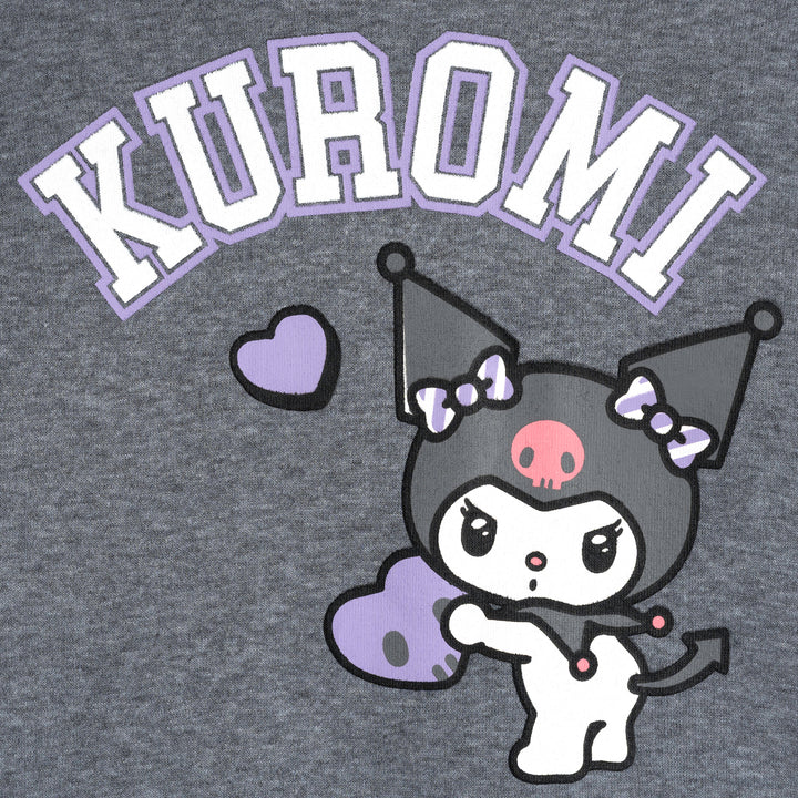 Hello Kitty Kuromi Girls' 2-Piece Sweatshirt and Joggers Set Heather Grey