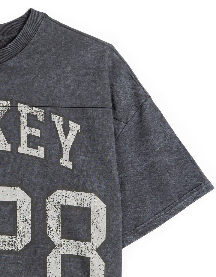 Disney Mickey Mouse Men's Football T-Shirt Washed Black