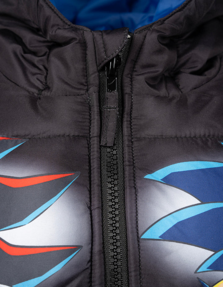 SEGA Sonic the Hedgehog Boys' Hooded Puffer Jacket Shadow Black