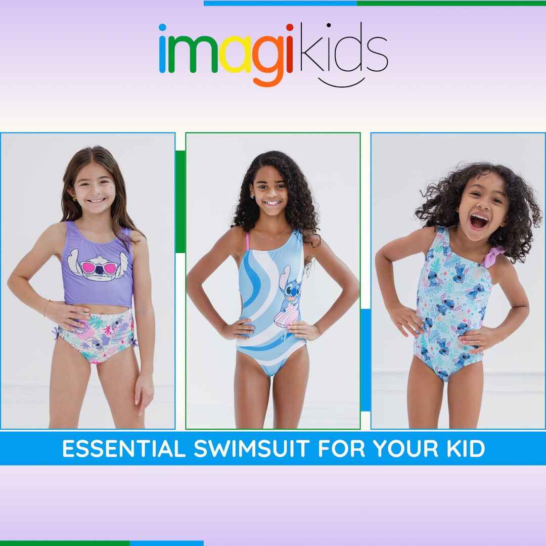 Lilo & Stitch Girls' One-Piece Swimsuit Purple Cream
