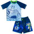 Disney Toy Story Short Sleeve Rash Guard and Swim Trunks Set Buzz Aliens Blue