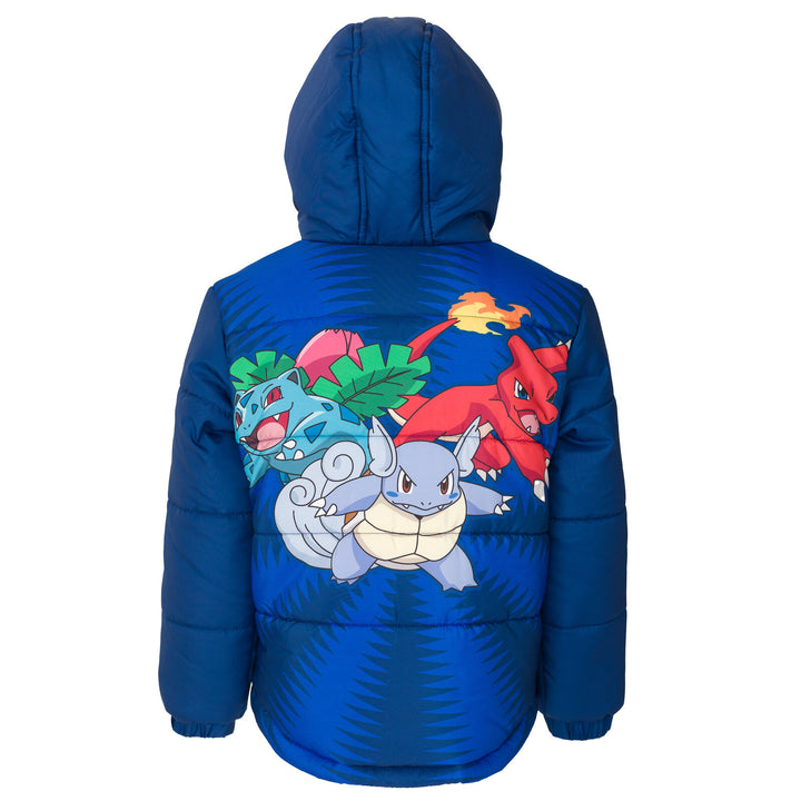 Pokemon Boys' Hooded Puffer Jacket Navy Blue