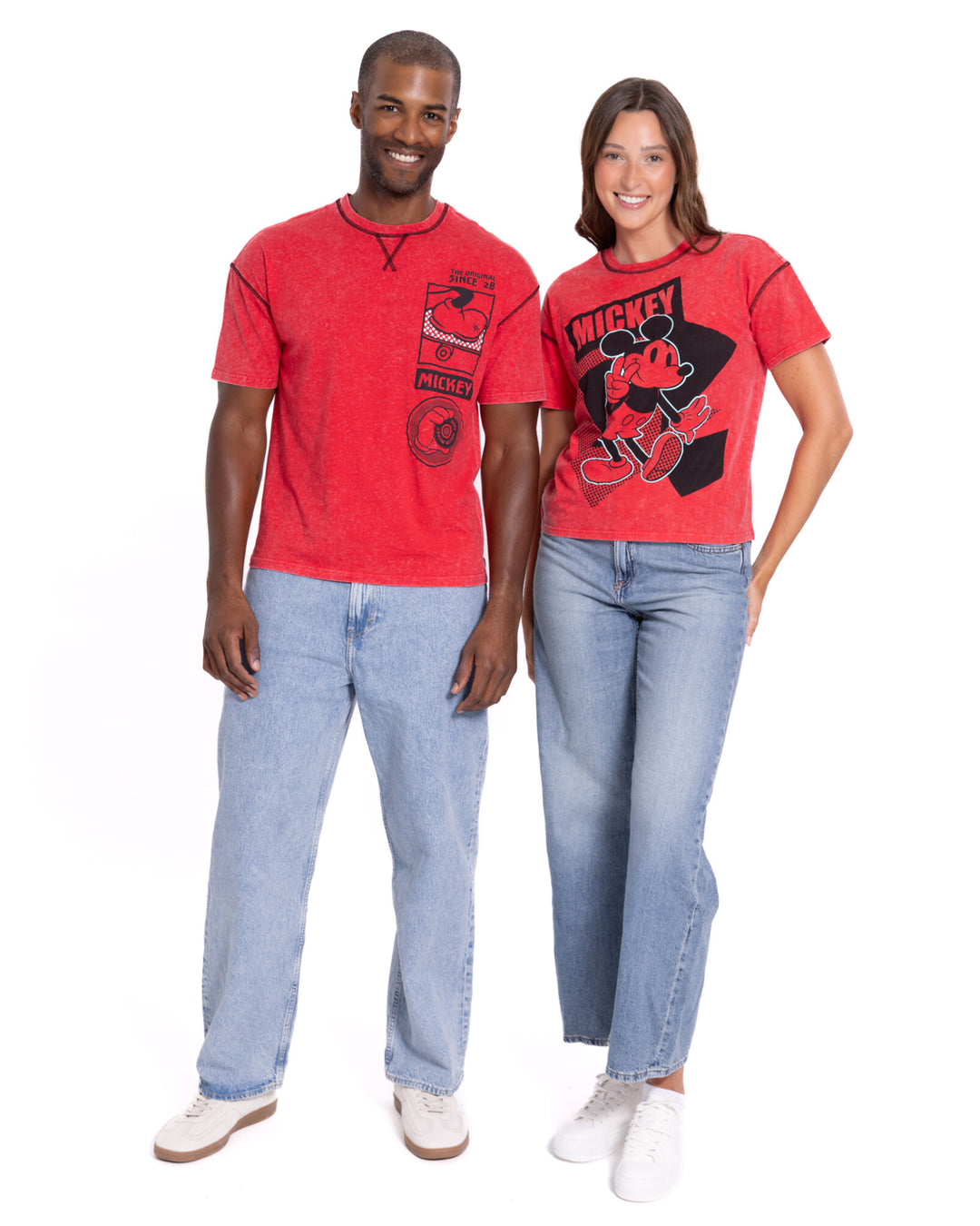 Disney Mickey Mouse Short Sleeve T-Shirt Red Peace Sign
