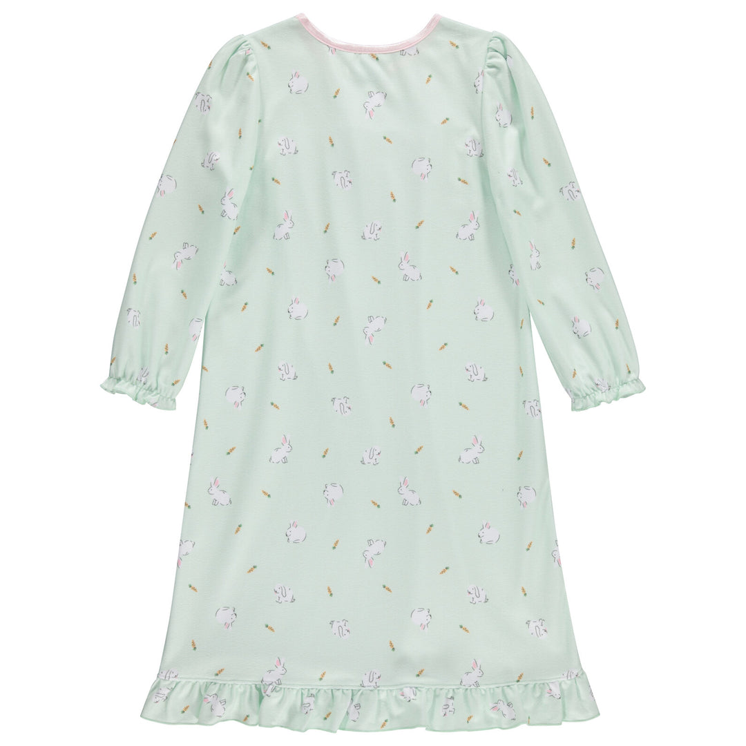 Dreamwave Girls' Long Sleeve Pajama Nightgown Mint Bunny Print