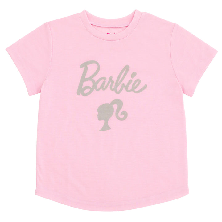 Barbie Girls' 2-Piece Pajama Shirt and Pants Set Rose Pink Camo