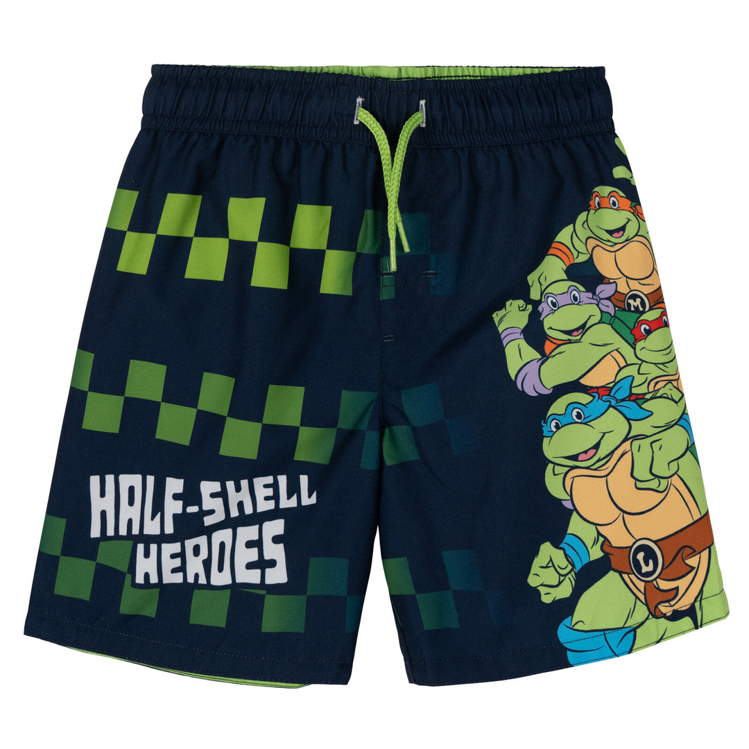 Teenage Mutant Ninja Turtles 2-Piece Rash Guard and Swim Trunks Set Navy Green