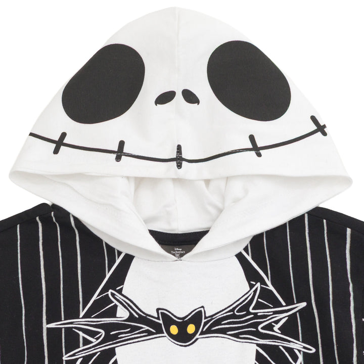 Nightmare Before Christmas Jack Skellington Men's Cosplay Short Sleeve Hooded T-Shirt Pinstripe Black