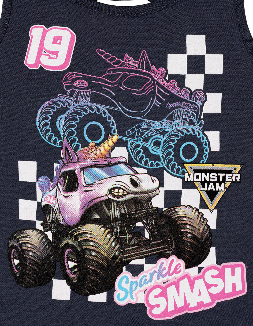 Monster Jam Sparkle Smash Girls' Athletic 2-Piece Tank Top and Shorts Set Grey